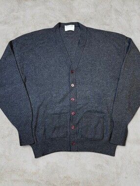 Vintage Lord Jeff USA Made Gray Lambswool Cardigan Sz XL